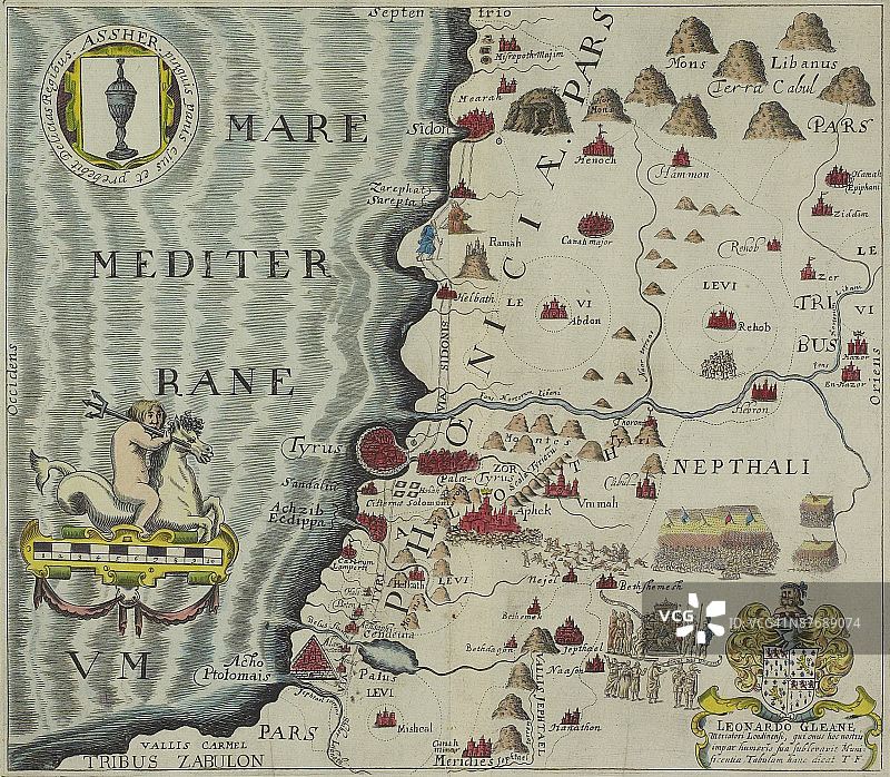 腓尼基海岸复古地图图片素材