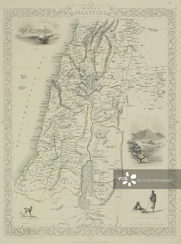 巴勒斯坦古地图图片素材