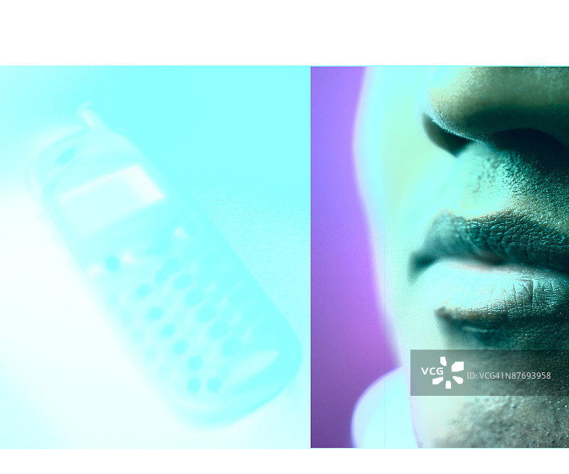 男人与手机的合成图图片素材