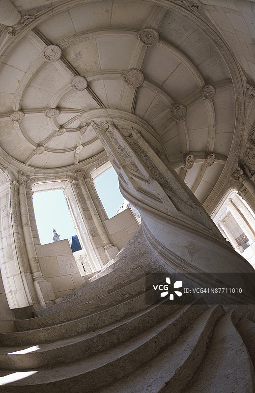 螺旋楼梯的鱼眼视角图片素材