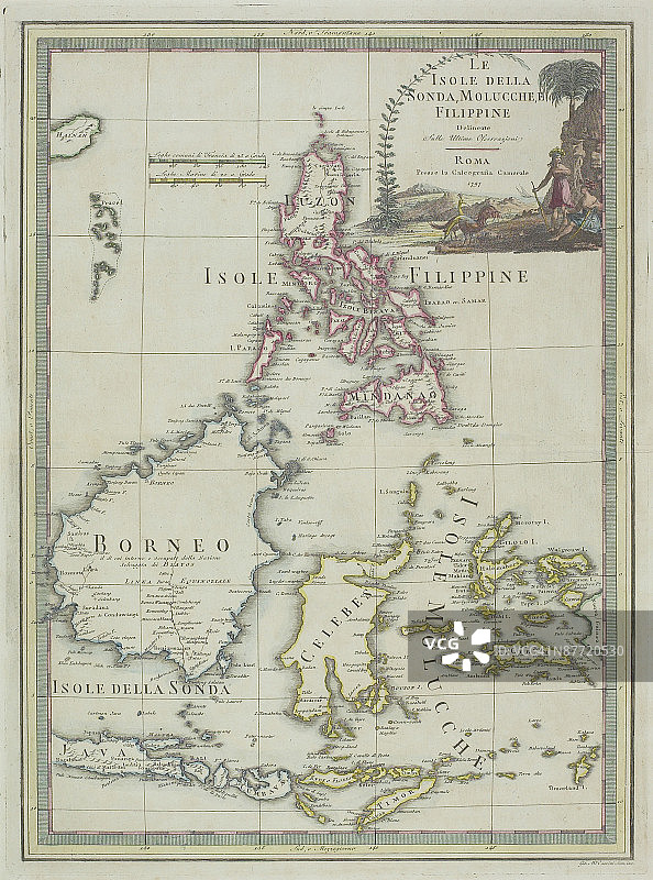 菲律宾、婆罗洲、苏门答腊和爪哇古董地图图片素材