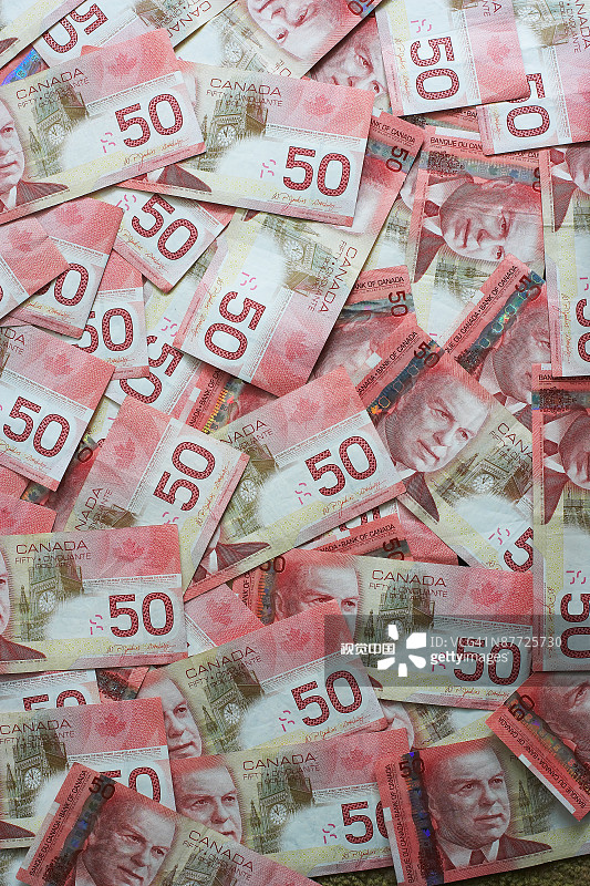 研究加拿大五十元钞票图片素材