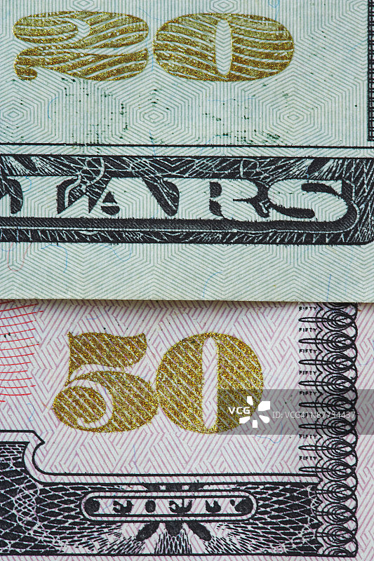 20美元和50美元钞票细节图片素材