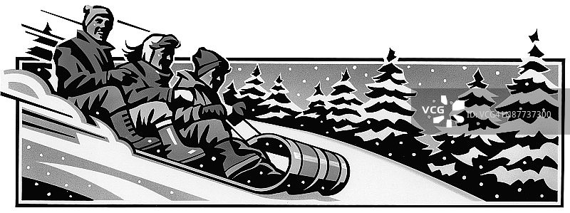 一对夫妇坐在雪橇上图片素材