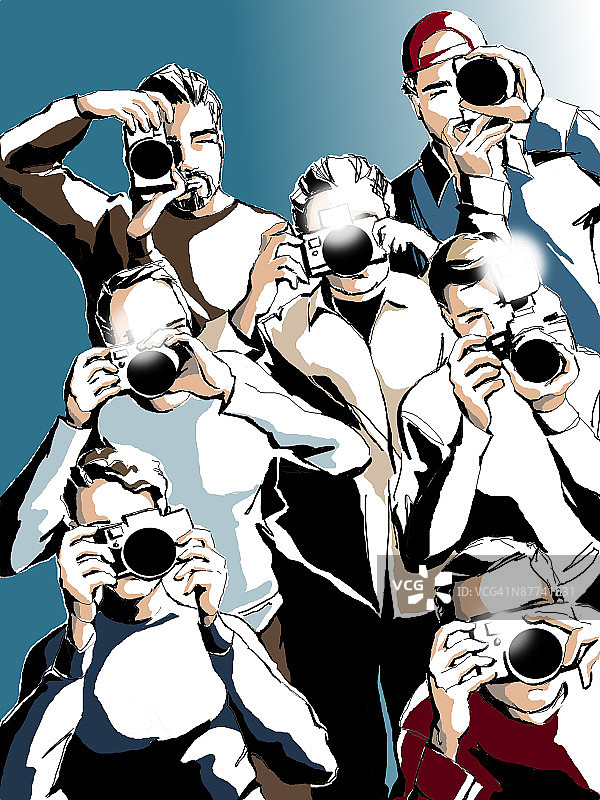 一个年轻人和一个年轻的女人在做报告图片素材