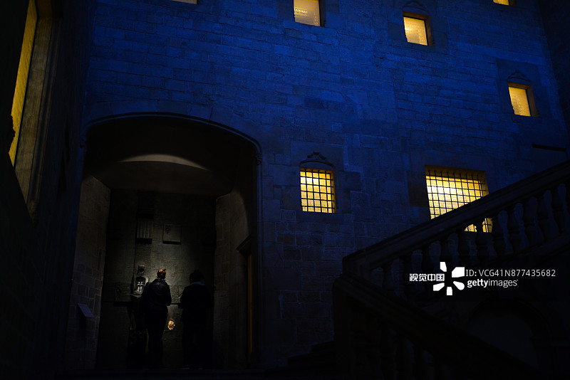 巴塞罗那哥特区总督府主 фаса夜景外观图片素材