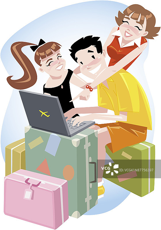 一对夫妇拿着笔记本电脑图片素材