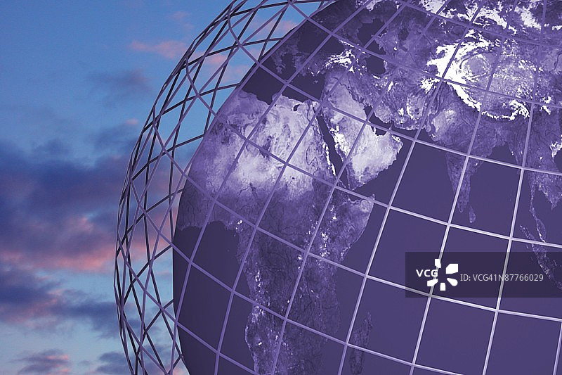 带有经纬度笼的室外地球仪图片素材