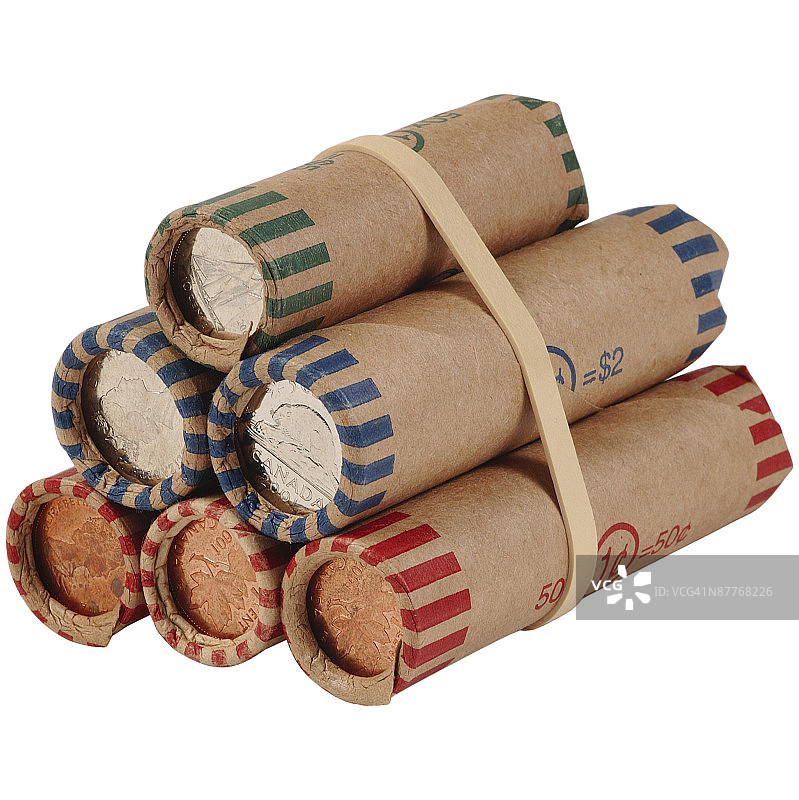 纸卷中的加拿大硬币卷图片素材