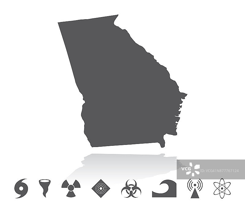 佐治亚州灾难图标地图集图片素材