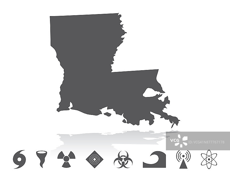 路易斯安那州灾难图标地图图片素材