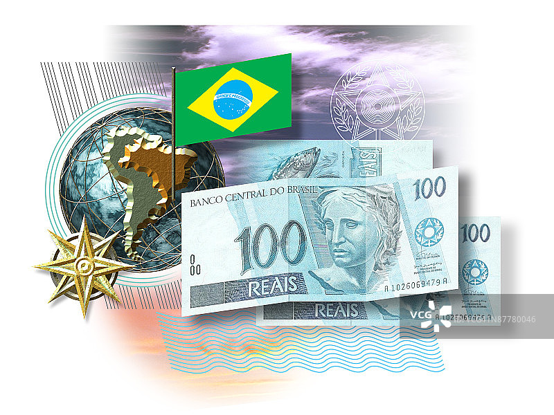 白色背景上的货币特写镜头图片素材