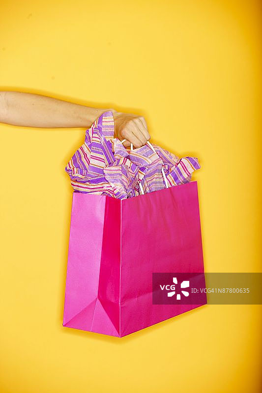 手拿礼品袋图片素材