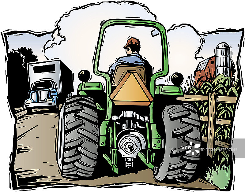 拖拉机上的人图片素材