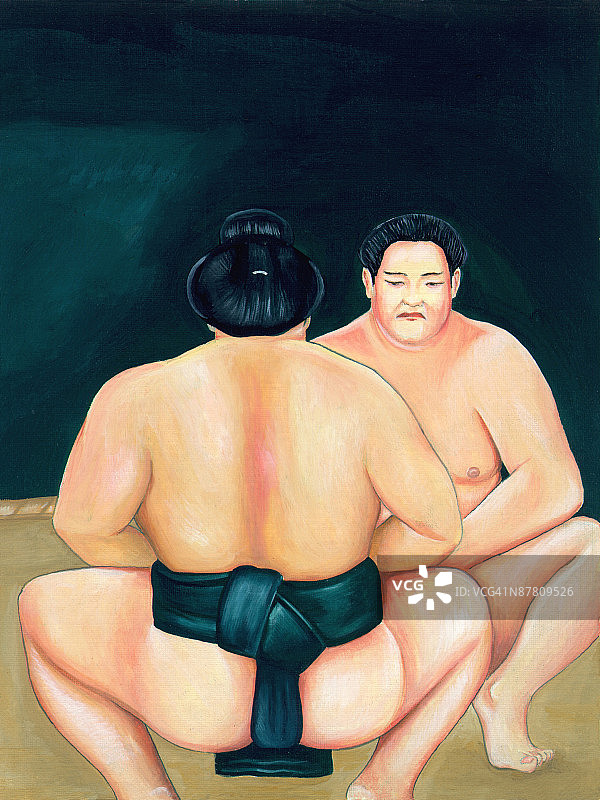 相扑选手准备对决图片素材
