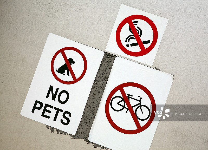禁止宠物、自行车和吸烟标志图片素材
