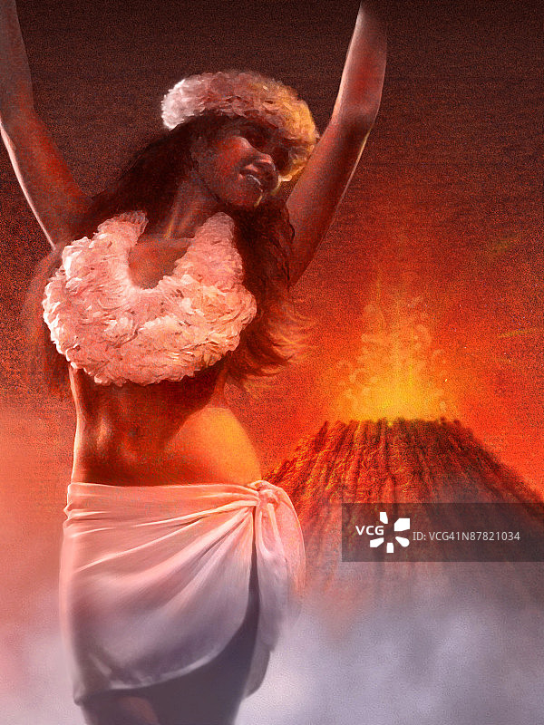 站在烟雾中的女人图片素材