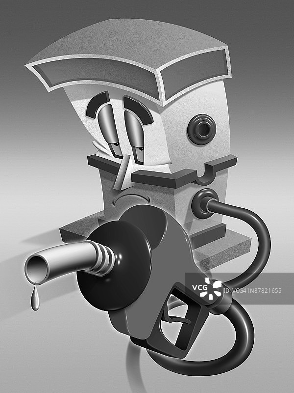 灰色背景下的机器人特写镜头图片素材