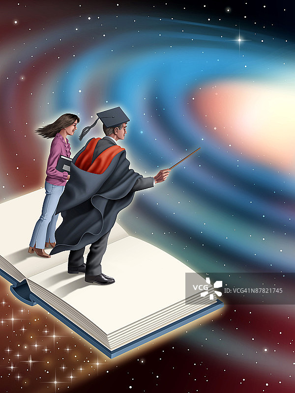 一对情侣在星空下的肖像图片素材