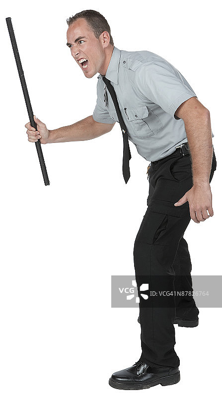 手持警棍的保安图片素材