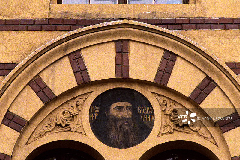 带有肖像的华丽建筑外观图片素材