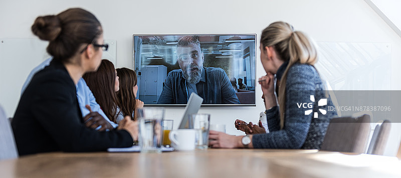 办公室视频会议图片素材