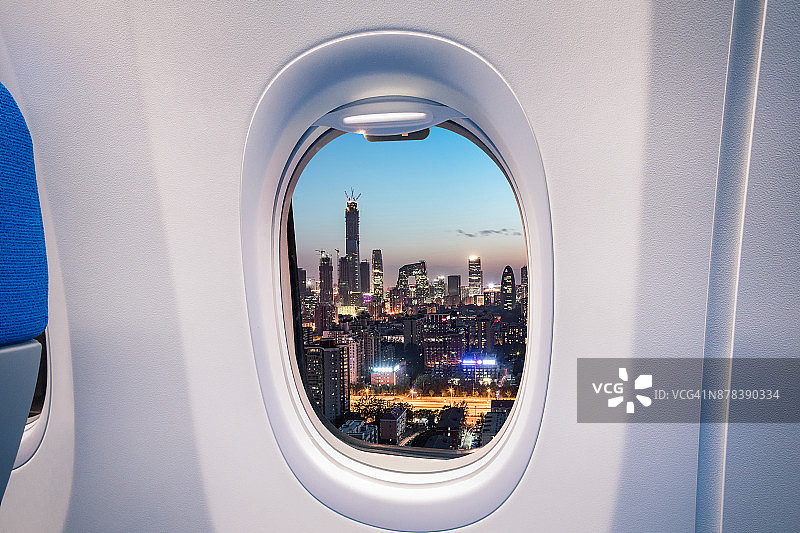 飞机上的北京城市景观图片素材