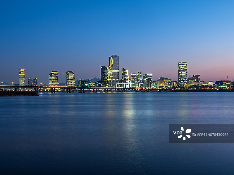 汝矣岛和汉江夜景图片素材