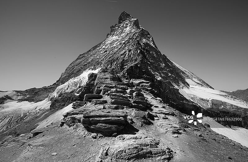 马特洪峰登山起点的Hörnli Hut营地图片素材