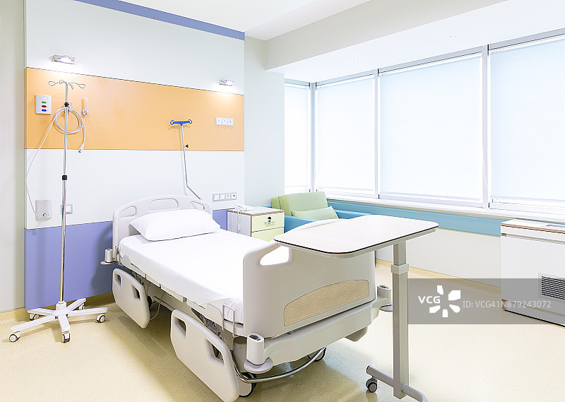 配备病床和舒适医疗设备的医院病房图片素材