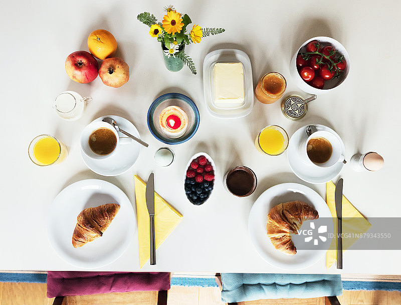 早餐桌俯视图图片素材