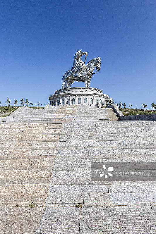 通往成吉思汗雕像群的阶梯，蒙古国，中部省图片素材