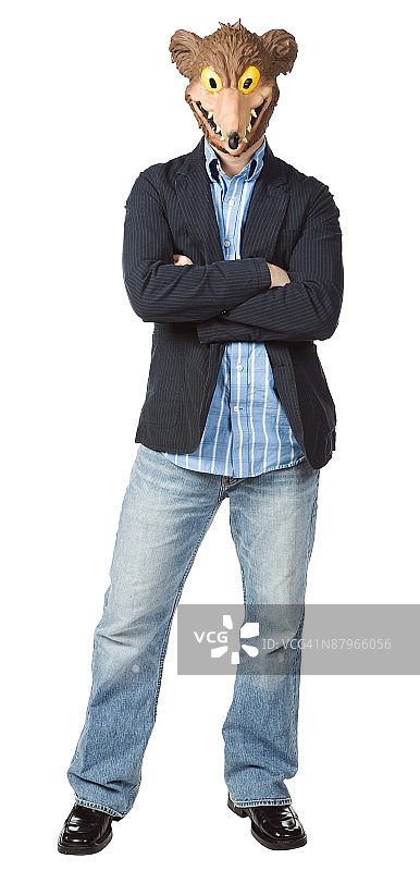 男人戴老鼠面具摆姿势图片素材