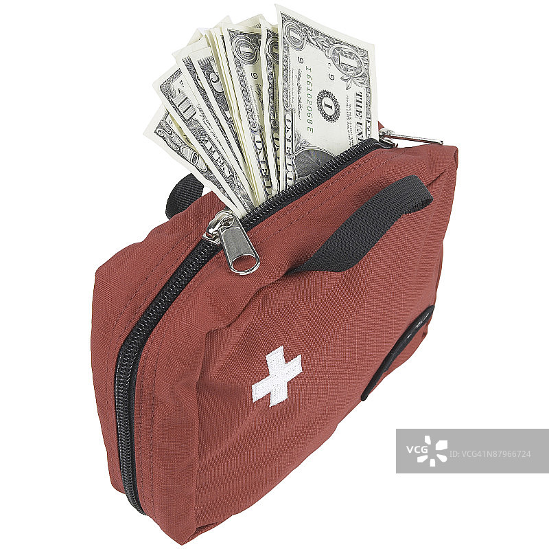 装满钱的急救包图片素材