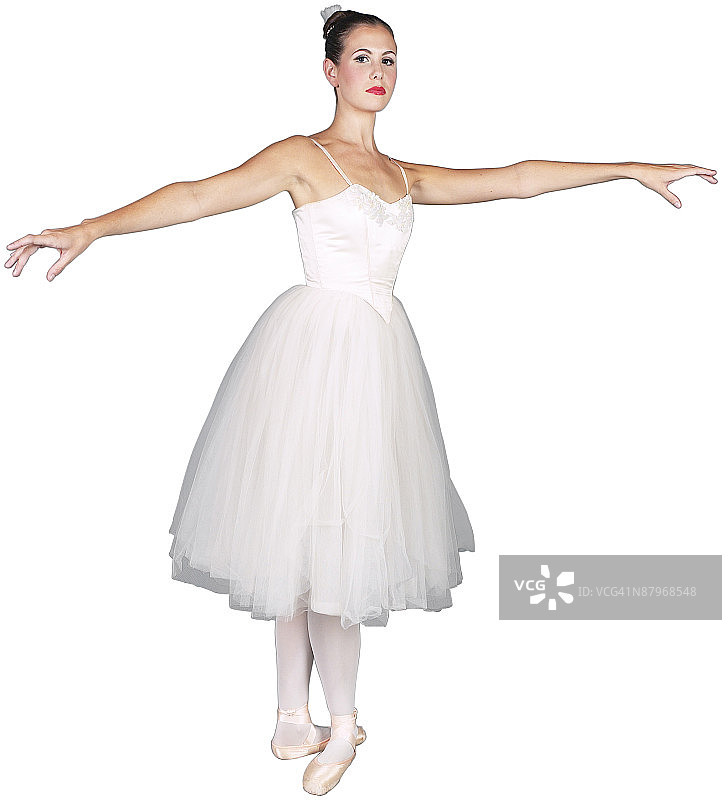 身穿白色连衣裙的女芭蕾舞演员图片素材