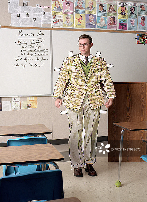 教室里的纸娃娃老师图片素材