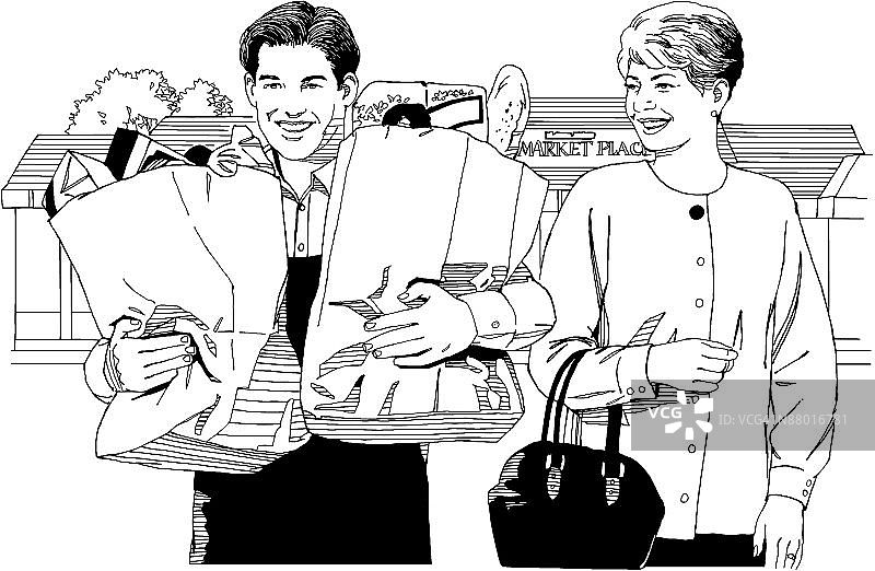 一对夫妇在看地图图片素材