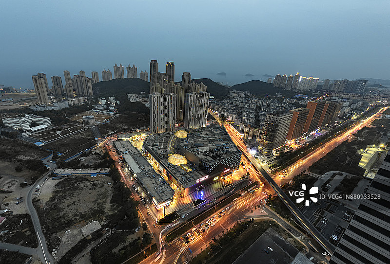 大连万达广场夜景图片素材