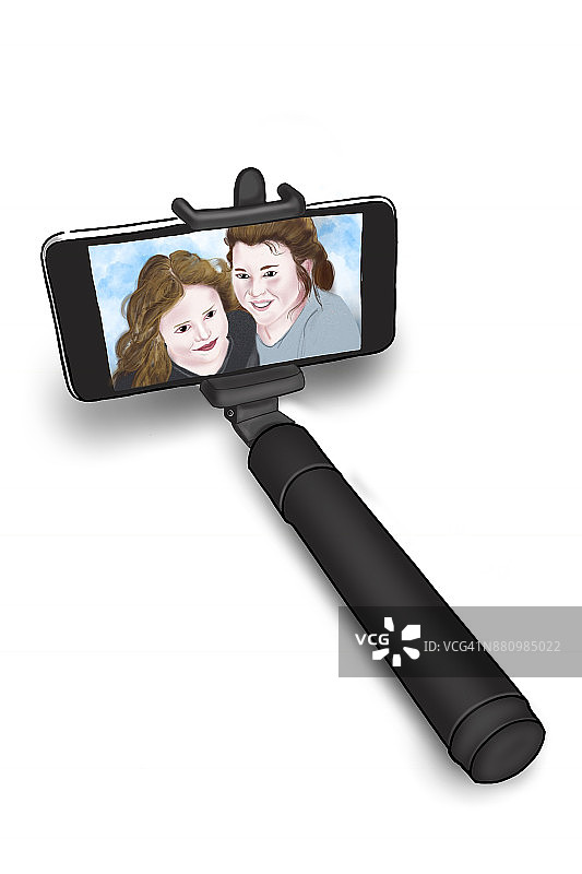 带照片的黑色自拍杆图片素材