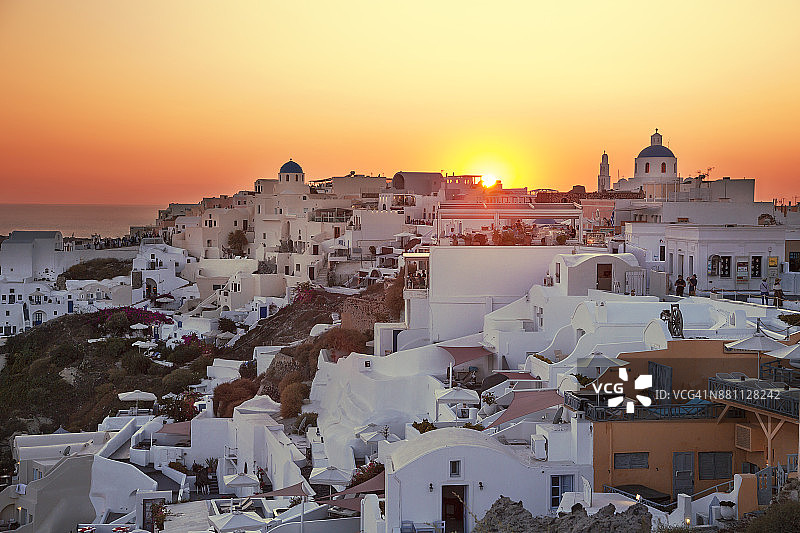 希腊圣托里尼岛伊亚日落图片素材