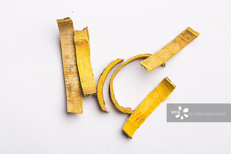 中药材：黄柏树皮，关黄柏树皮，摄影棚拍摄图片素材