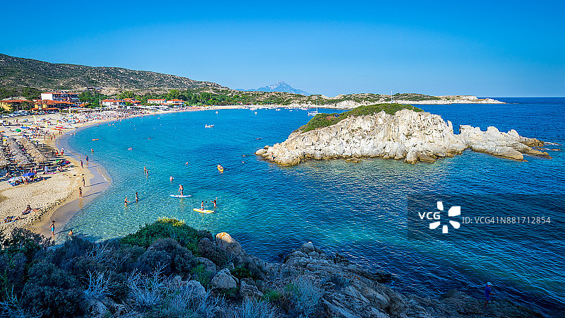 希腊哈尔基季基卡拉米提西海滩和海湾图片素材