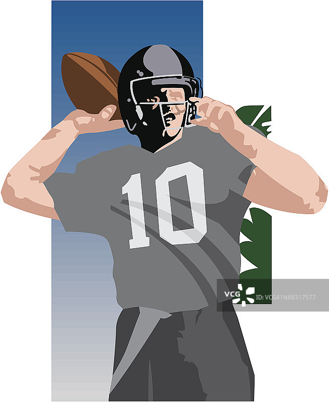 四分卫投掷橄榄球彩色照片图片素材