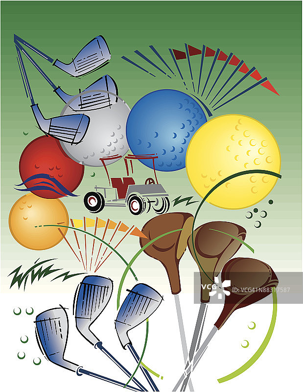 高尔夫元素纹理面板，彩色分层图片素材