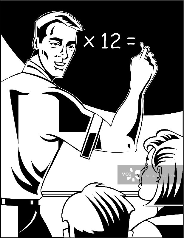 在黑板上书写的学校教师图片素材