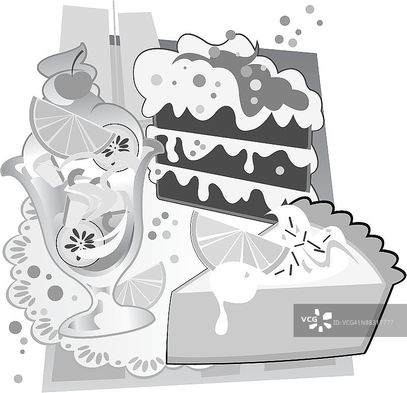 甜点，灰度，分组元素图片素材