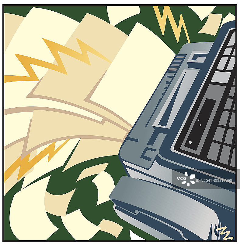 彩色传真机吐纸（黑白版本也可用，023-0497）图片素材