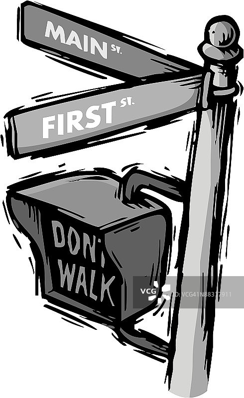 人行横道信号灯，禁止通行，主街，第一街，灰度图片素材