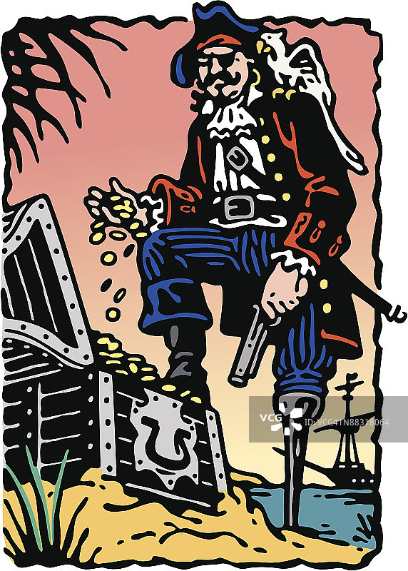 1700年代海盗彩色插画：传奇的强盗，你珍惜什么？图片素材