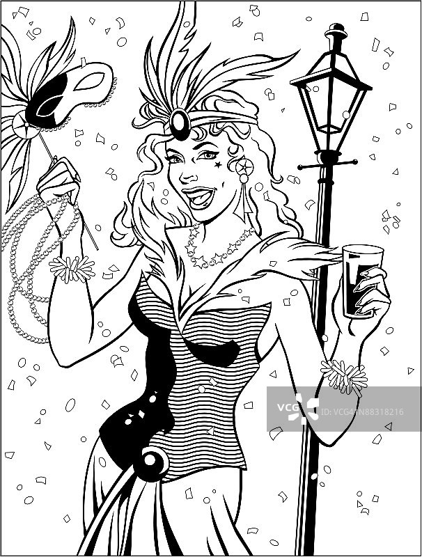 在狂欢节上穿着戏服聚会的女人，组合元素图片素材